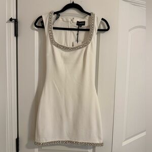 Retrofete Cream Dress with Silver Embellishments